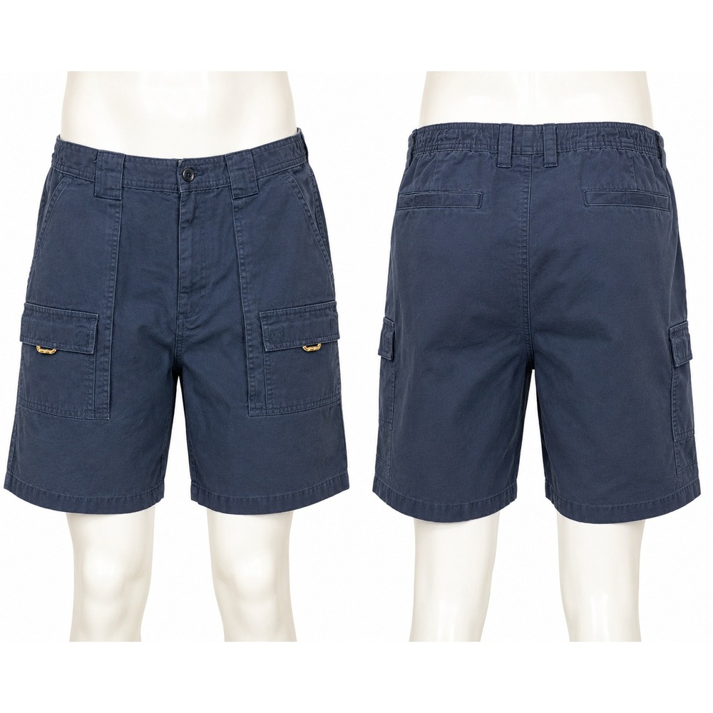 L.L.Bean Comfort Waist Cargo Shorts Mens 35W Navy Blue 100% Cotton Outdoor Hike